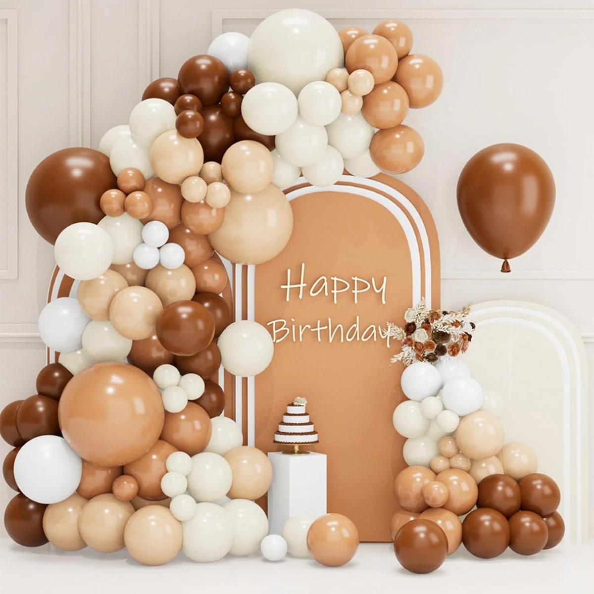 Palloncini E Decorazioni 50 Anni Compleanno Beige – Set Boho Con Numero 32”, Ghirlanda, Lattice E Foil
