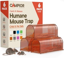 Paquete de 6 trampas para ratones Campior Humane captura y liberación en vivo interior exterior para mascotas Ch