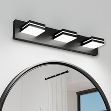 LED Modern Bathroom Vanity Light 3 Lights 24 Inch Black Wall Fixture Over Mirror