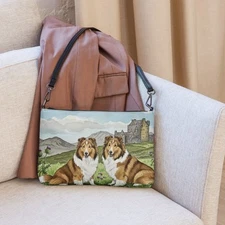 #3 Collie Shetland Sheepdog Sheltie Puppy Dog Ladies Crossbody  Purse Clutch NWT