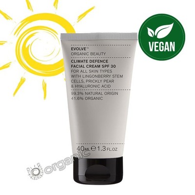 Evolve Beauty Natural Organic Climate Defence Facial Cream SPF30 Sunscreen 40ml