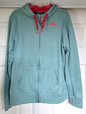 The North Face Women s Full Zip Fleece Hoodie Blue/Pink Logo Medium