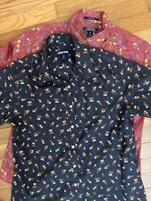 LANDS' END No Iron Supima Cotton Sz 10 Button Down Floral Long Sleeve (lot of 2)