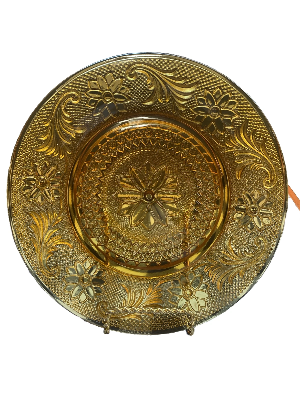 Set of 9 - Tiara Glass (Indiana) SANDWICH AMBER Luncheon Plates 8 1/4”