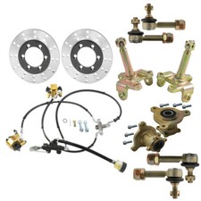 Go kart Hydraulic Front Foot Brake Caliper Knuckle Spindle 3 Stud Hub Tie Rod