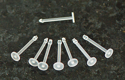 8 Pc 20g 1/4'' New Acrylic Clear Bioflex Invisible Nose Retainers Studs Bone Ring