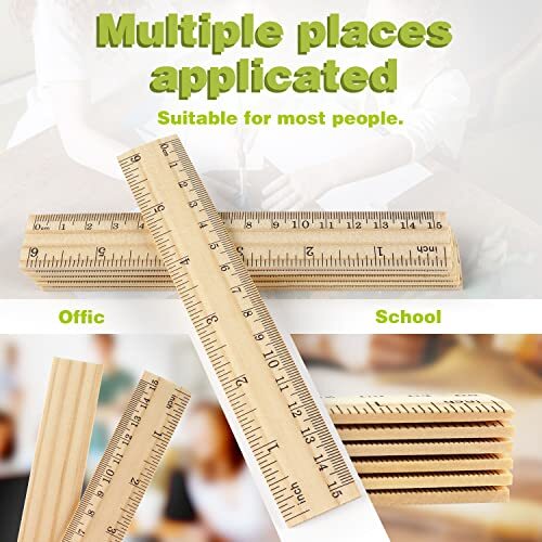 6 Inch Wooden Ruler Student Math Tools 3 Pack Wooden Ruler 6 Inch - Bulk Measuring Rulers ...