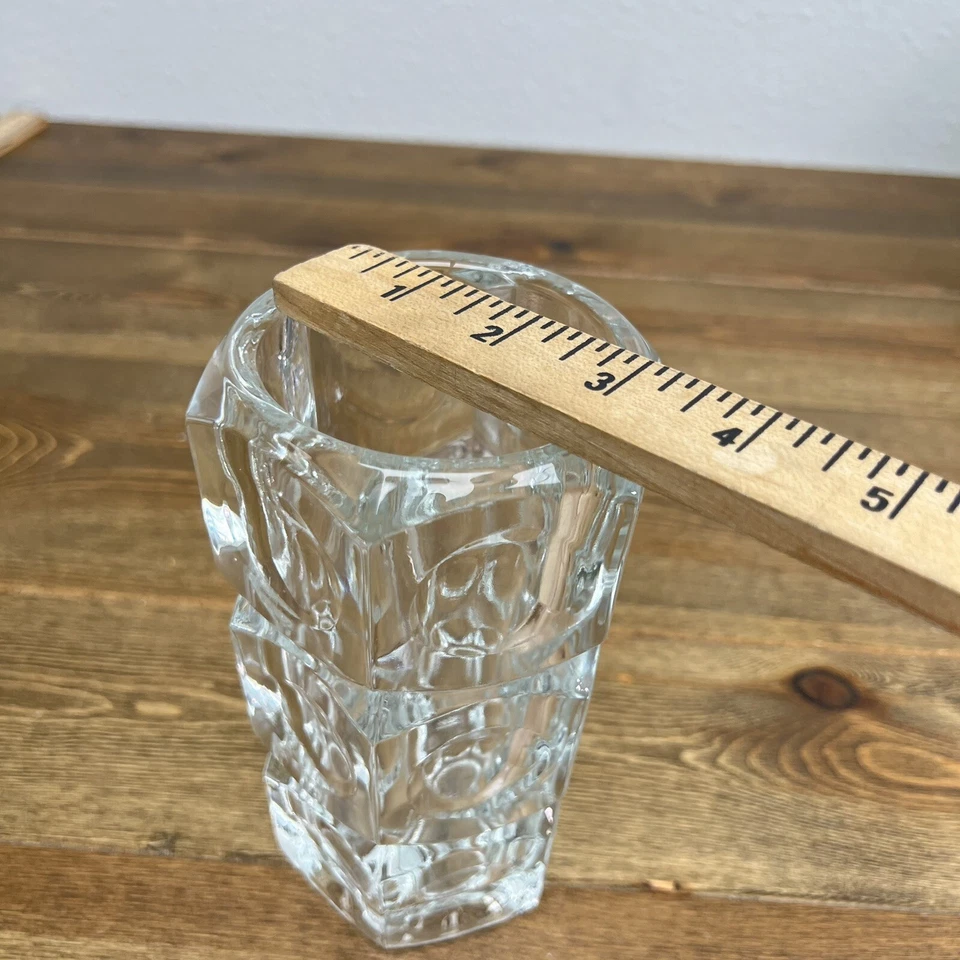 Vintage MCM Elements Crystal Art Glass Vase Czech Republic Cubist Style - Image 4 of 4