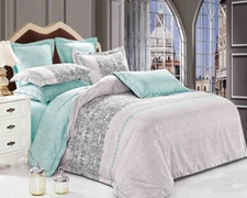 King Size Beach Print Bed Set: 1 Duvet Cover 2 Pillow Shams, Zipper Off (T2814)