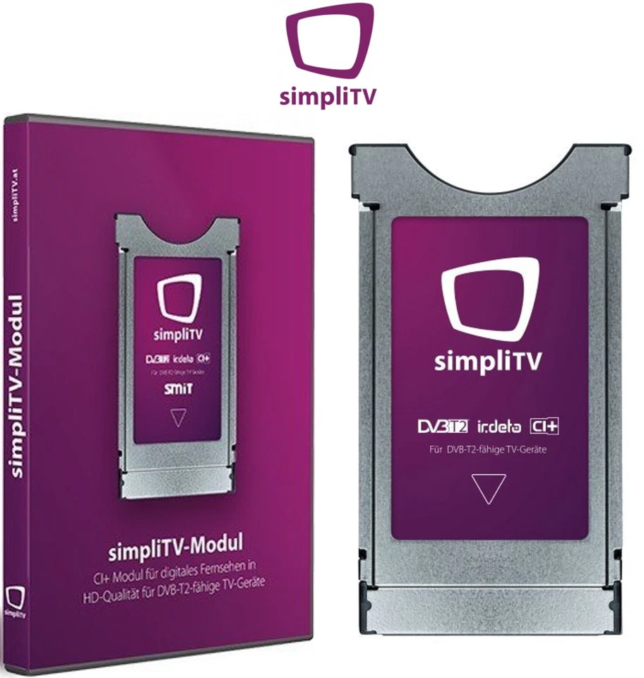 ORF Simpli TV MODUL für DVB-T T2 / CI+ fähige Empfangsgeräte ORF 1 HD ORF 2 HD