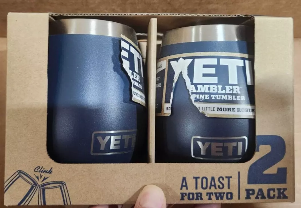 YETI Rambler 10oz Insulated Wine Tumbler, 2 Pack, Navy *NEW / Ripped  Labeling