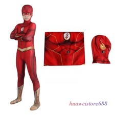 Kids The Flash Season 8 Costume Cosplay Jumpsuit W/Mask Superhero Outfit