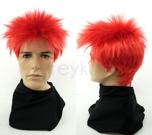 Red Short Spiky Style Mens Wig Synthetic Costume Fashion Cosplay