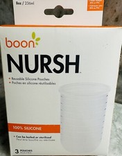 Boon Nursh Nurse Reusable Silicone Pouches 3 Baby 8 ozs Bottle-BRAND NEW-SHIP24H