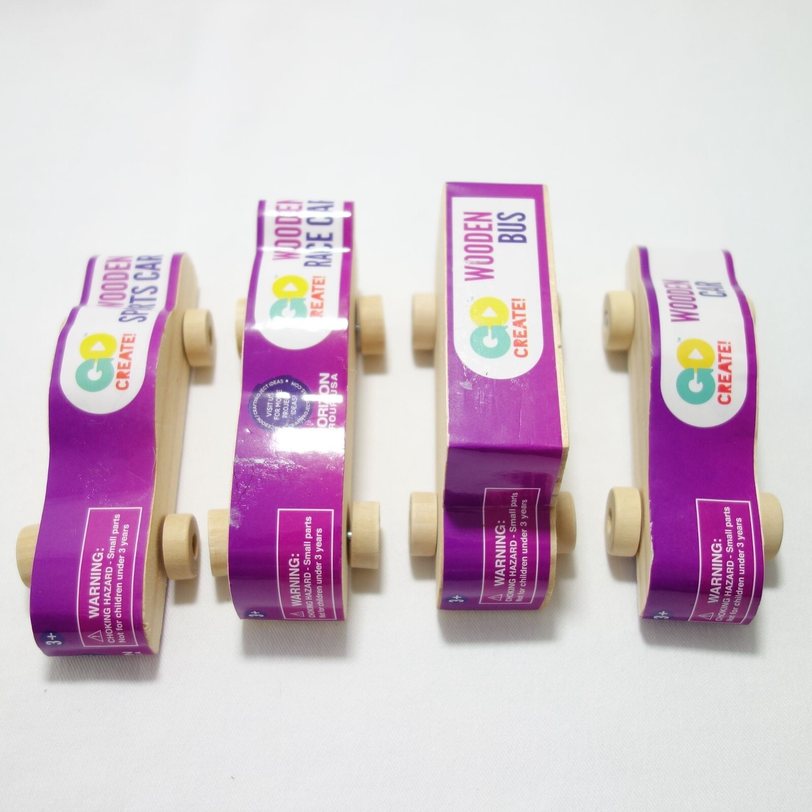 Go Create Horizon Set of 4 Wooden Play Vehicles Car Sports Car Bus Race Car
