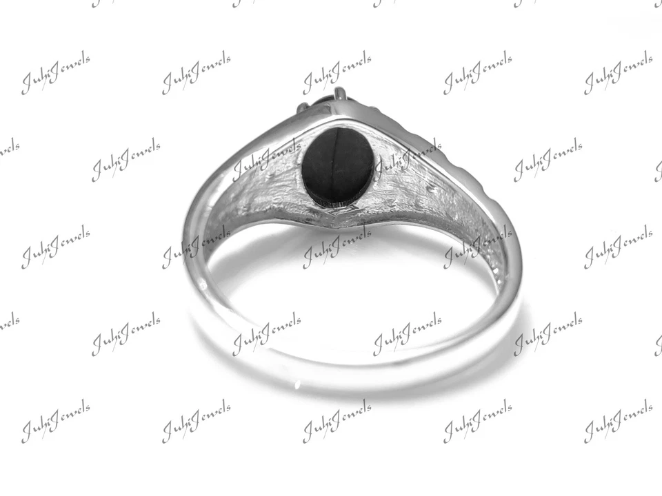 Anillo de plata 925 con diopsido negro de 6 estrellas anillo de piedra negra de plata 925 anillo estrella negro Foto 4 de 4