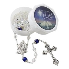 A Child is Born Rosary with Two-Piece Case - Christening, Baptism Gift
