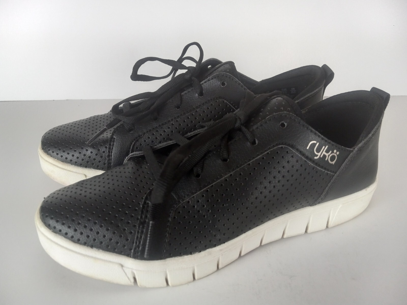 Ryka Womens Size 6.5 Hayden Black Perforated Lace-Up Tennis Sneakers