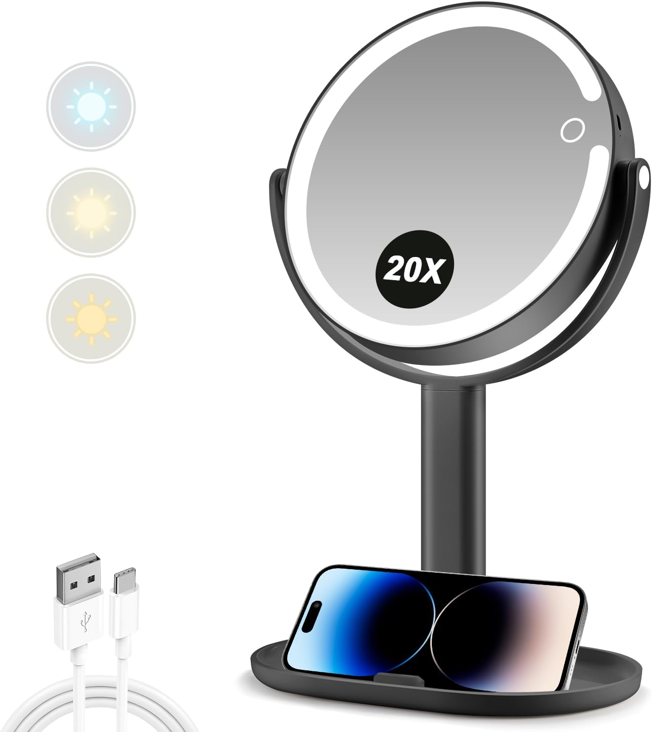 20X Magnifying Makeup Mirror with Lights Touch Switch by Vani  -image