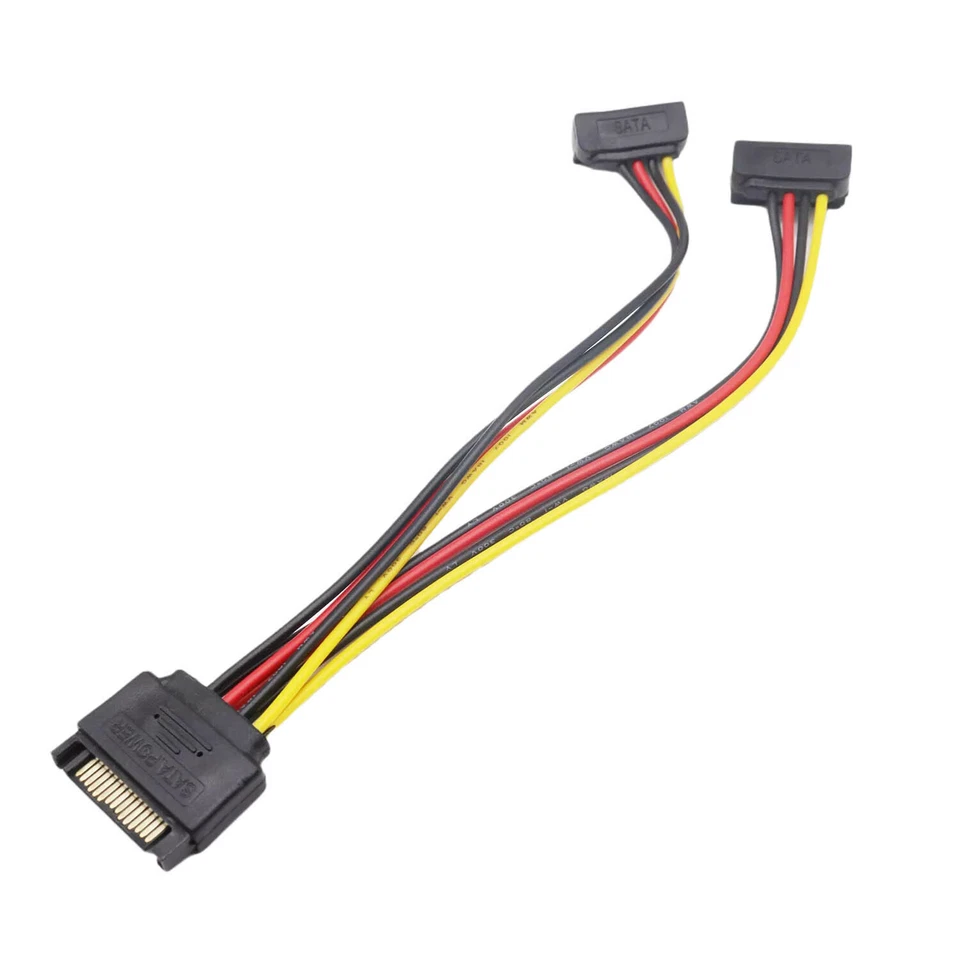 100x SATA 15pin Male to Dual 15pin Female Angle Hard Disk Power Y Splitter Cable - Image 3 of 4