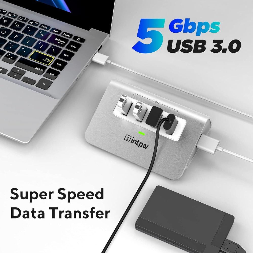 4-Port USB 3.0 Hub for Laptop & PC - High-Speed Data Transfer & Extra Ports