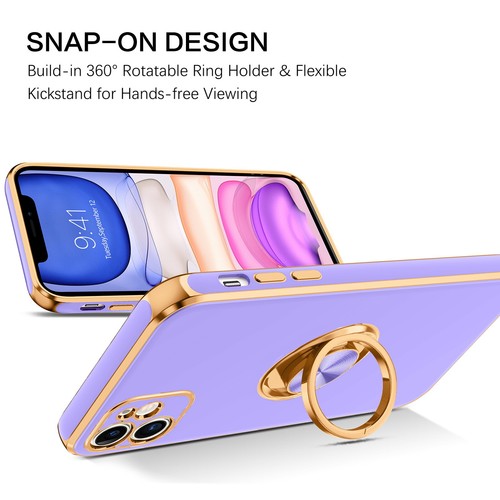 For iPhone 11 6.1" Case Shockproof Protective Rugged Cover & Golden Ring Holder - Bild 86 von 136