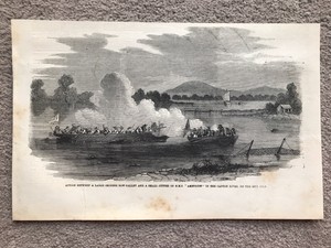 CHINESE ROW GALLEY FIGHTS CUTTER AMETHYST 1858 ENGRAVING Antique Print CANTON