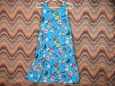 Loft Women's Blue Lily Tie Back Swing Dress Floral Print Sleeveless Knit M
