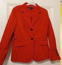 Anne Klein New York Structured Satin Red Flare Sleeve Button Blazer Jacket - 10