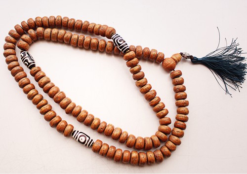 Bodhi Gebet Mala mit Dzi Perlen Zwischenring - Bild 4 von 5
