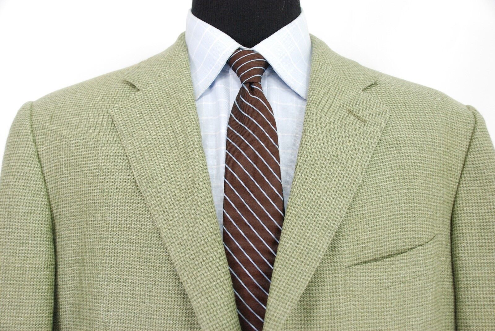 Ermenegildo Zegna 3Btn Sport Coat Jacket Green Houndstooth Wool Silk Linen  46L | eBay