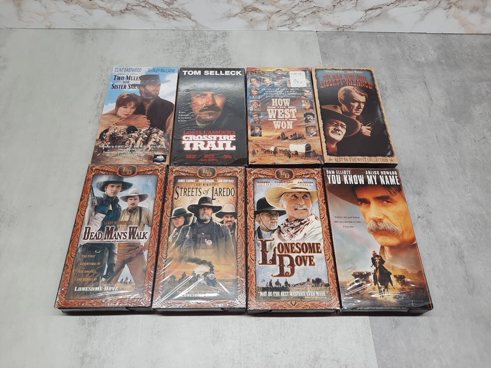 Western VHS Lot of 25 (John Wayne, Same Elliott, Tom Selleck, Etc.) Foto 4 de 4