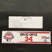 2004 David Ortiz Boston Red Sox Game Used Opening Day Locker Room Nameplate WS Y