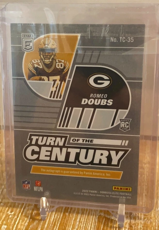 2022 Donruss Elite Romeo Doubs - Turn of the Century Gold Rookie Auto /5 #TC-35 - Image 2 of 2