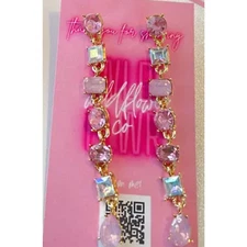 Pink Rhinestone Sparkle Drop Dangle Statement Earrings Barbiecore