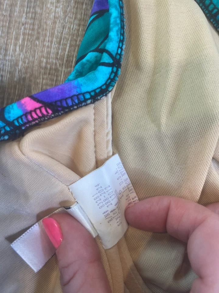 Винтажный тонкий костюм купальник женщин 16 синий зеленый плавать платье галстук ремень платье - Изображение 4 из 4