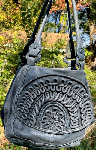 LOCKHEART NATALIA 3D Ornate Faded Soft Leather BiG Leather MG handbag purse MG