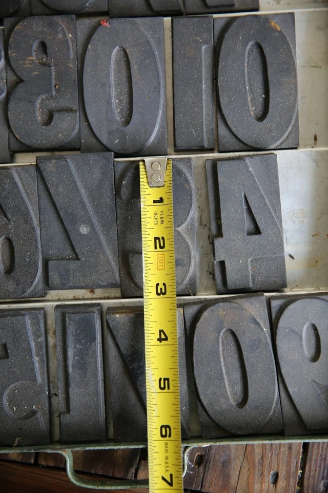 Vintage Typeset drawer letterpress Number Stamps Magnetic Rubber metal tray B - Image 3 of 4