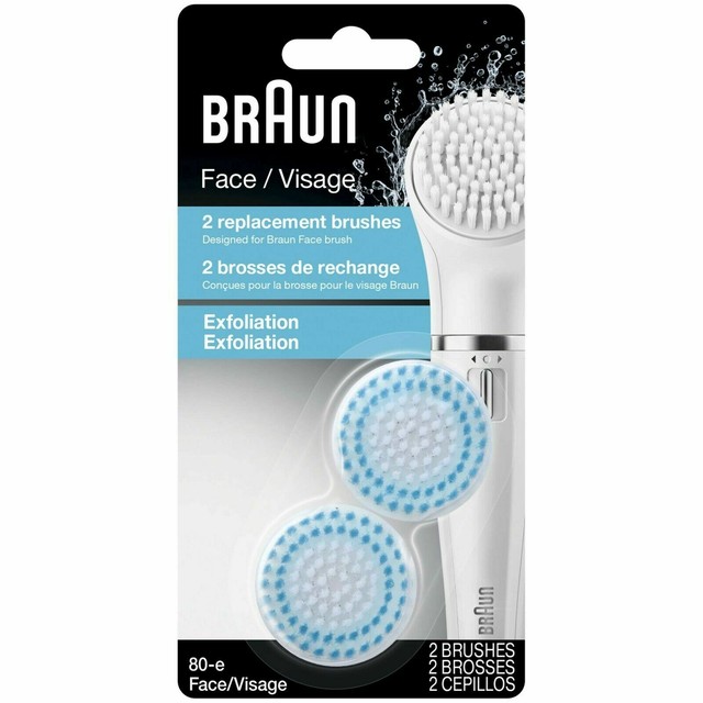 Braun Face 80E Exfoliation Brush for Cleaning Pores Deep, Pack of 2