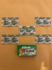 5 Double Edge Razor Blades, Gillette 7 O' Clock Permasharp Stainless