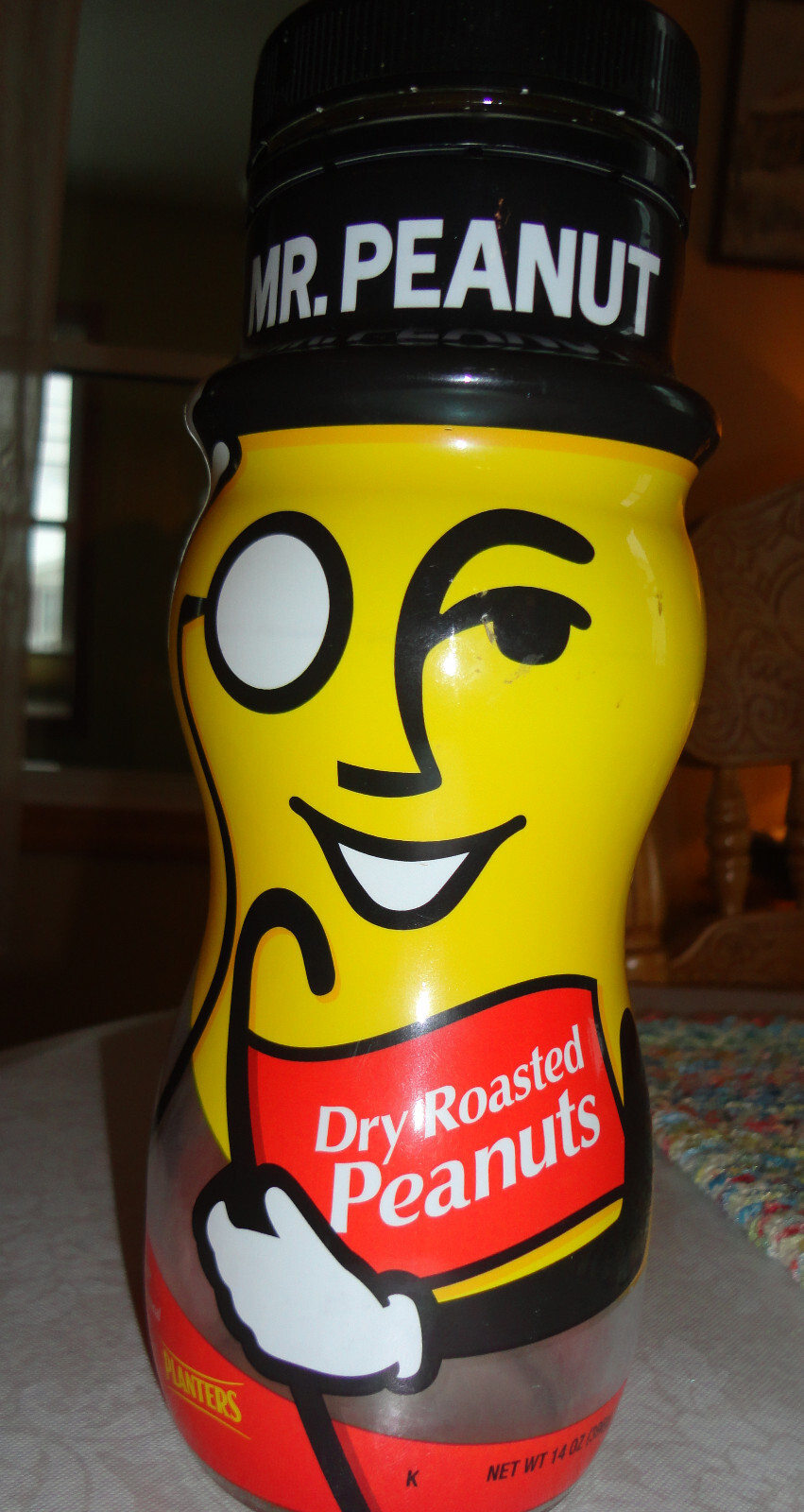 Mr. Peanut Glass Peanut Jar Empty 14oz 8 1/2 inches Tall Collectable