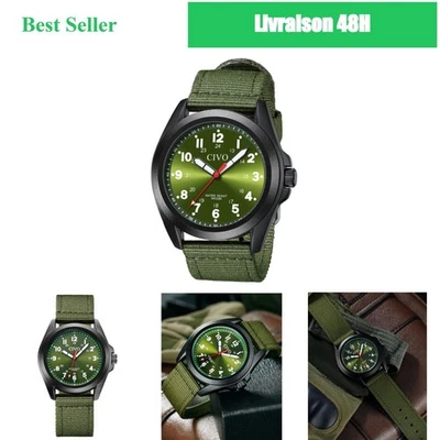 Montre Homme Militaire Sport Étanche - CIVO Quartz Analogique - Photo 1/4