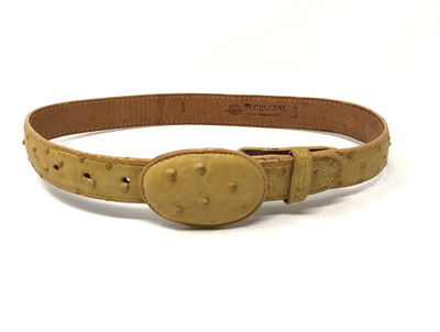 El General Leather Belt Youth 26 Ostrich Mustard Yellow Western Unisex Boy Girl