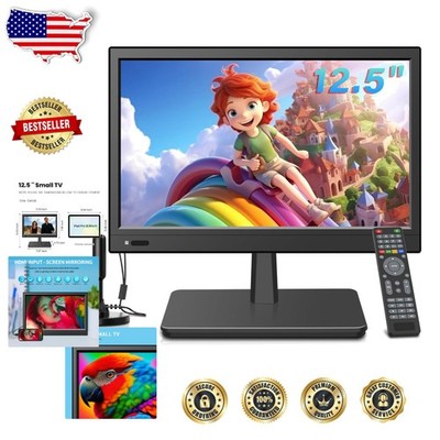 Compact 12.5'' HD TV 1080p HDMI/USB Input Portable for Bedroom Kitchen Camping
