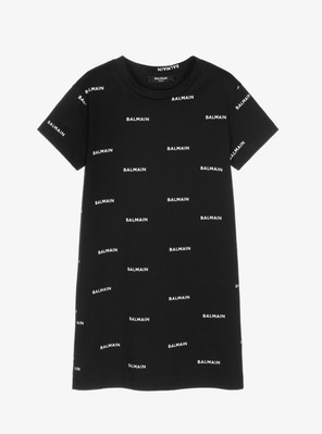 Authentic BALMAIN Girls/Womens Logo Cotton Dress Size 14A CHIC   