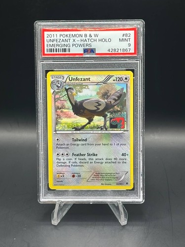 2011 Pokemon Black & White Unfezant X Hatch Holo Emerging Powers PSA 9 #82