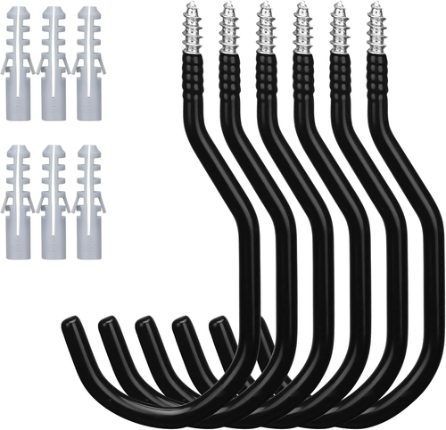 6-Pack Heavy Duty Garage Storage Hooks, 6" Utility Wall Hooks for Tools, Ladders - Picture 9 of 12
