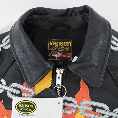 Supreme x Vanson Leather Ghost Rider Jacket L Black Used Rare