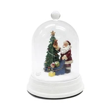 Lighted Santa Dome by Musical LED Christmas Cloche Festive Tabletop Decoratio...