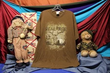 Real Tree Mens Brown Rugged Gear 12 PT Trophy T-Shirt Size XL hunt camp outdoors